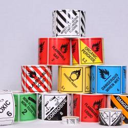 Rolls of Self Adhesive Hazardous Goods Labels